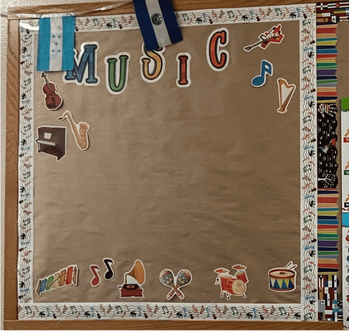 Colorful musical theme display board